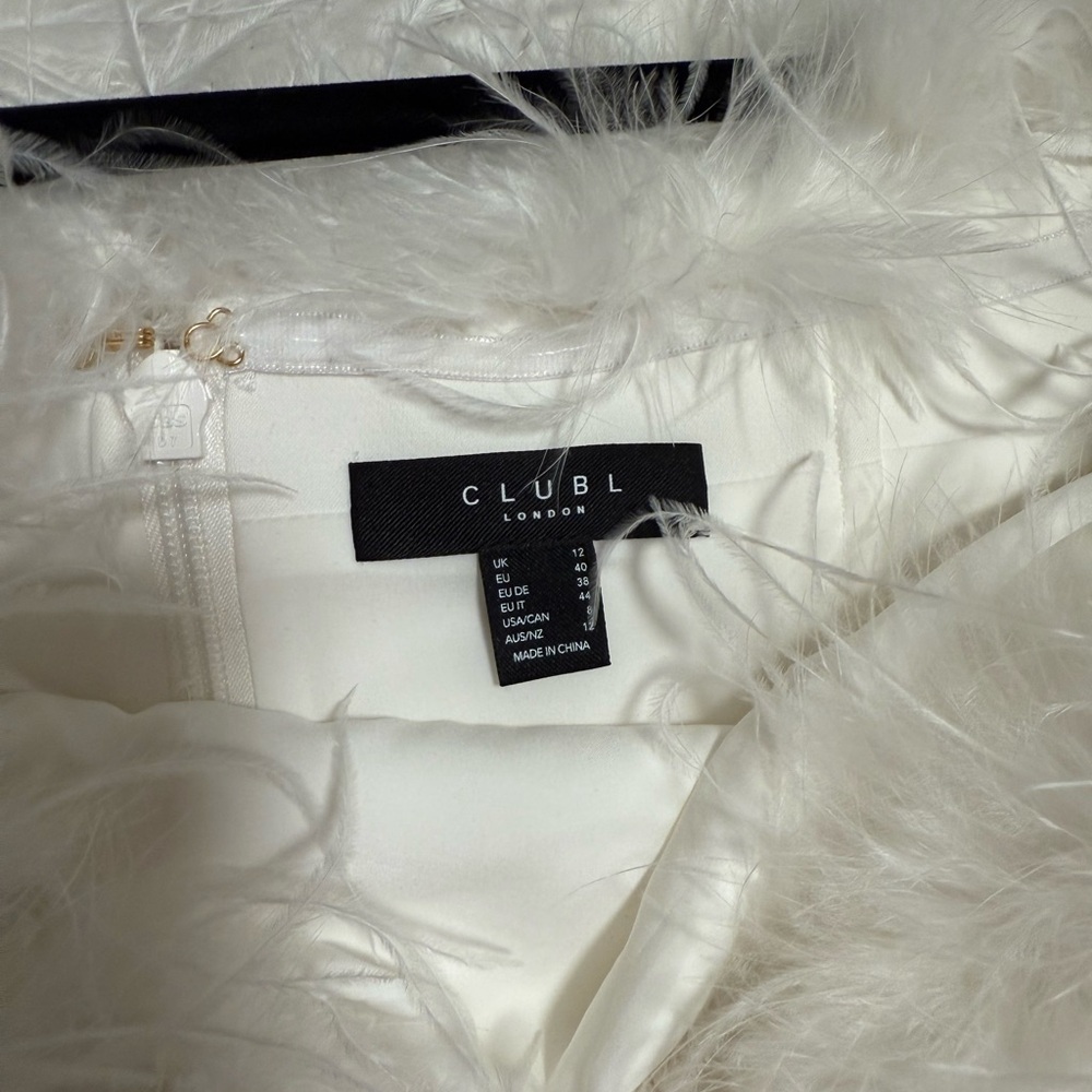 Club L London Off Shoulder White Feather Dress - Picture 5 of 11